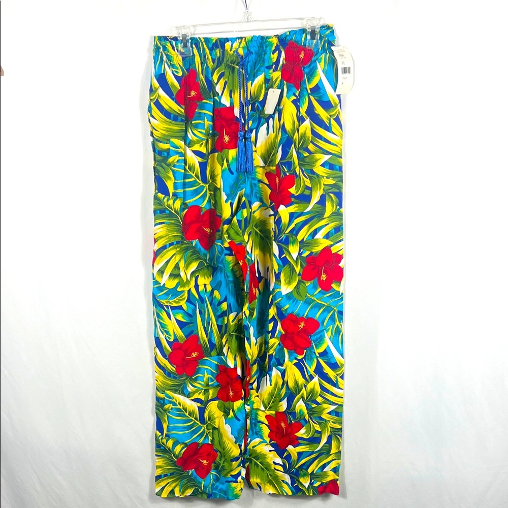VINTAGE 90’s MARISA CHRISTINA Women’s Floral Print Wide-Leg Pants Medium Rayon